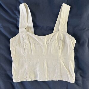 Abercrombie & Fitch Cropped Linen-Blend Corset Top